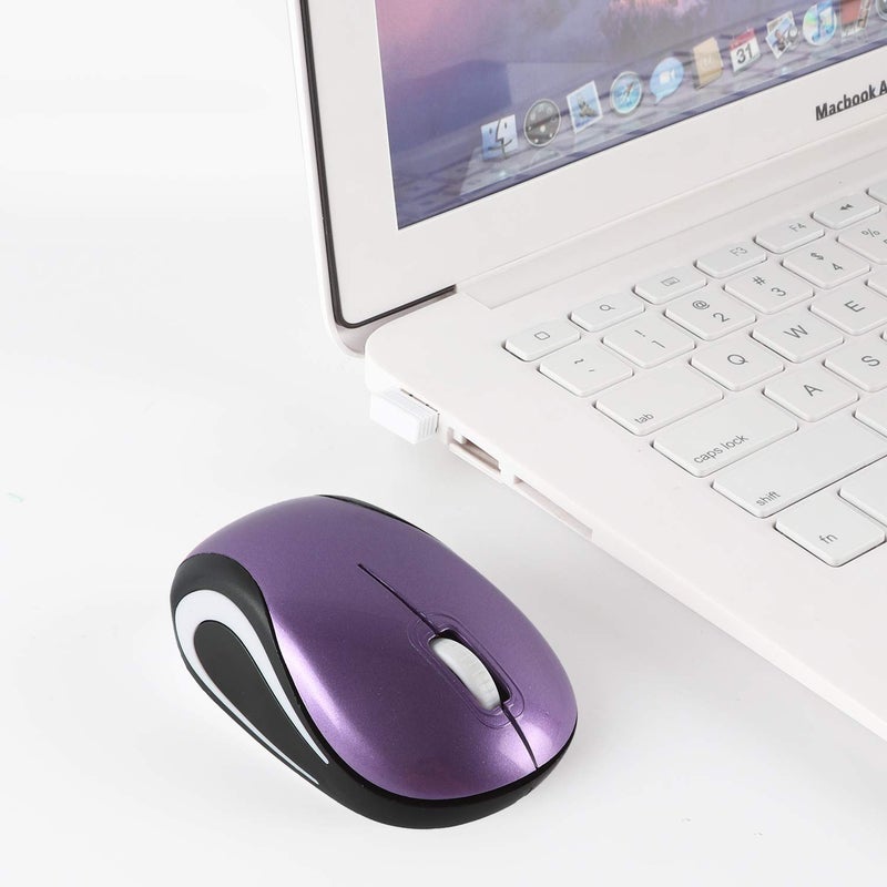 elec Space Mini Small Wireless Mouse for Kids Children 3-7 Years Old Child Size Optical Portable Mini Cordless Mice with USB Receiver for Laptop Computer (Purple) - Image 2